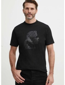 Βαμβακερό μπλουζάκι Karl Lagerfeld ανδρικό, χρώμα: μαύρο, 542224.755082