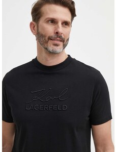 Βαμβακερό μπλουζάκι Karl Lagerfeld ανδρικό, χρώμα: μαύρο, 542225.755030