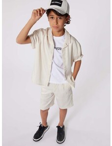 Παιδικό πουκάμισο Karl Lagerfeld χρώμα: μπεζ