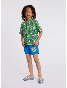 Παιδικό βαμβακερό πουκάμισο Kenzo Kids χρώμα: τιρκουάζ