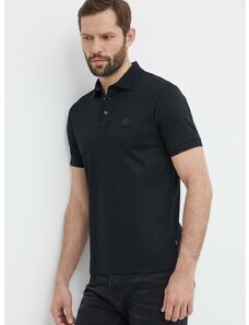 Βαμβακερό μπλουζάκι πόλο BOSS χρώμα: μαύρο, 50515596