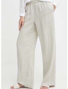Λινό παντελόνι Sisley χρώμα: μπεζ