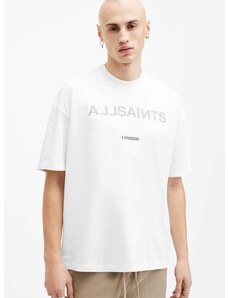 Βαμβακερό μπλουζάκι AllSaints CUTOUT SS CREW ανδρικό, χρώμα: άσπρο, M004PA