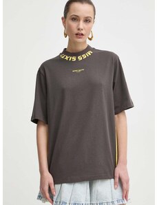T-shirt από μείγμα μεταξιού Miss Sixty SJ5470 S/S χρώμα: καφέ, 6L1SJ5470000