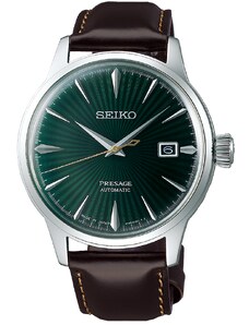 SEIKO Presage 'Mockingbird' Cocktail Time Automatic - SRPD37J1, Silver case with Brown Leather Strap