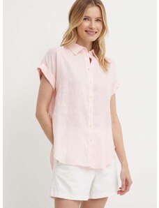 Πουκάμισο από λινό Lauren Ralph Lauren χρώμα: ροζ
