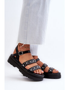 Kesi Women's Decorated Sandals Eco Leather Black Arcida