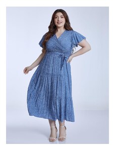Celestino Κρουαζέ πουά φόρεμα με ζώνη μπλε για Γυναίκα