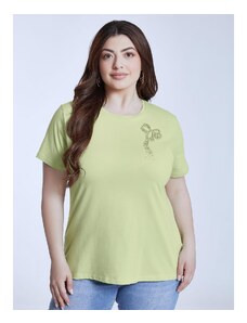 Celestino Μονόχρωμο t-shirt με strass πρασινο ανοιχτο για Γυναίκα