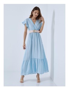 Celestino Κρουαζέ maxi φόρεμα με βαμβάκι γαλαζιο για Γυναίκα