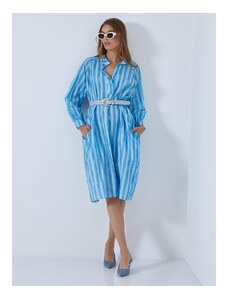 Celestino Oversized βαμβακερό ριγέ φόρεμα μπλε ανοιχτο για Γυναίκα