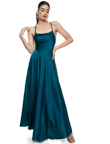 RichgirlBoudoir Σατινέ Φόρεμα Μακρύ με Δέσιμο στην Πλάτη και Φινίρισμα A-Line