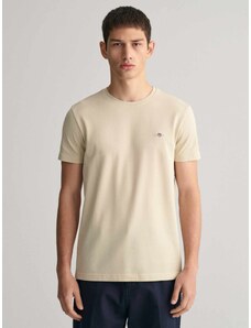 Gant T-shirt πικέ slim fit μπεζ βαμβακερό