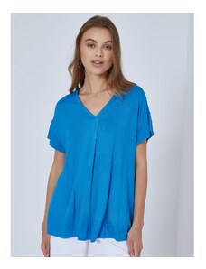 Celestino Μονόχρωμη μπλούζα με πιέτα μπλε ανοιχτο για Γυναίκα
