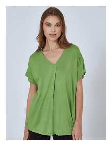 Celestino Μονόχρωμη μπλούζα με πιέτα πρασινο για Γυναίκα