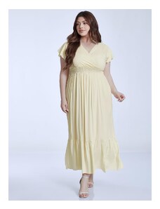 Celestino Maxi φόρεμα με βαμβάκι κιτρινο ανοιχτο για Γυναίκα
