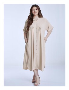 Celestino Μονόχρωμο φόρεμα με κουμπιά μπεζ για Γυναίκα