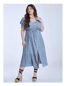 Celestino Midi φόρεμα με άνοιγμα μπροστά μπλε ραφ για Γυναίκα