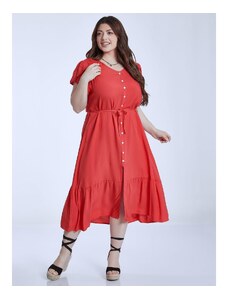 Celestino Midi φόρεμα με άνοιγμα μπροστά κοκκινο ανοιχτο για Γυναίκα