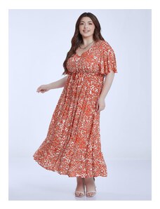 Celestino Εμπριμέ φόρεμα με διακοσμητικό κορδόνι πορτοκαλι για Γυναίκα