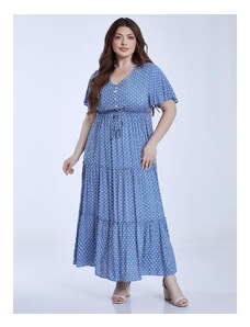 Celestino Πουά maxi φόρεμα με κουμπιά μπλε για Γυναίκα