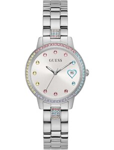 GUESS Three Of Hearts Crystals - GW0657L1, Silver case with Stainless Steel Bracelet