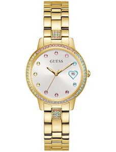 GUESS Three Of Hearts Crystals - GW0657L2, Gold case with Stainless Steel Bracelet