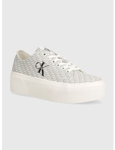 Πάνινα παπούτσια Calvin Klein Jeans FLATFORM+ CUPSOLE LOW LACE CS MR χρώμα: άσπρο, YW0YW01420