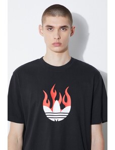 Βαμβακερό μπλουζάκι adidas Originals Flames ανδρικό, χρώμα: μαύρο, IS0178