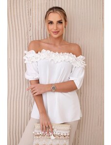 Kesi Spanish blouse with a small ruffle in white