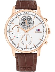 TOMMY HILFIGER Stewart - 1710606, Rose Gold case with Brown Leather Strap