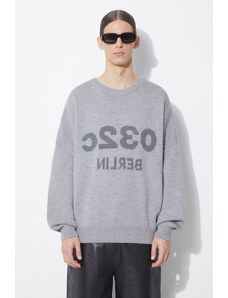 Μάλλινο πουλόβερ 032C Selfie Sweater ανδρικό, χρώμα: γκρι, SS24-K-1010