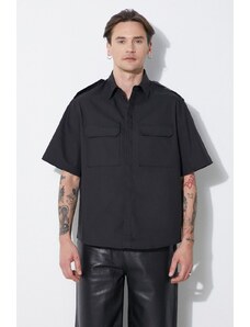 Πουκάμισο Neil Barrett Loose Military Police Detail Short Sleeve Shirt χρώμα: μαύρο, MY60216A-Y037-001N