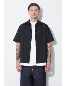 Βαμβακερό πουκάμισο Neil Barrett Loose Double Layer Short Sleeve Shirt ανδρικό, χρώμα: μαύρο, MY60218C-Y051-524N