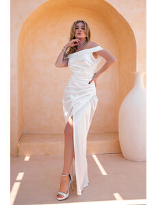 Joy Fashion House Aspyn μάξι φόρεμα με όψη σατέν λευκό