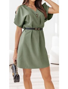 Owtwo Φόρεμα mini με αποσπώμενη ζώνη κοντομάνικο - Olive Branch (Χακί)