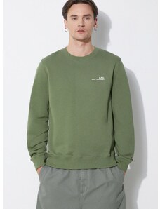 Βαμβακερή μπλούζα A.P.C. sweat item χρώμα: πράσινο, COFBQ-H27608