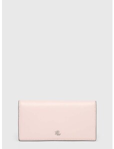 Δερμάτινο πορτοφόλι Lauren Ralph Lauren γυναικεία, χρώμα: ροζ, 432935939