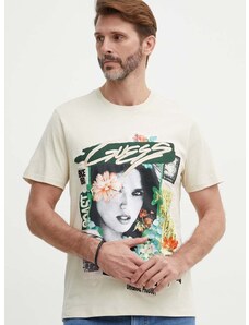Βαμβακερό μπλουζάκι Guess ανδρικό, χρώμα: μπεζ, M4GI49 KBW41