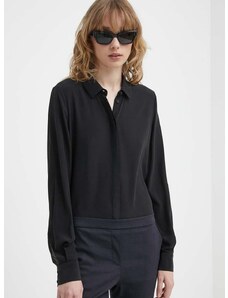 Μεταξωτό πουκάμισο Bruuns Bazaar χρώμα: μαύρο