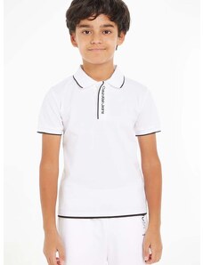 Παιδικό πουκάμισο πόλο Calvin Klein Jeans χρώμα: άσπρο