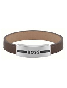 Boss Accessories BOSS Βραχιόλι από ανοξείδωτο ατσάλι & δέρμα Brown 1580496M