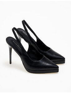 issue Μυτερές γόβες στιλέτο open heel με λεπτή φιάπα - Μαύρο - 032011