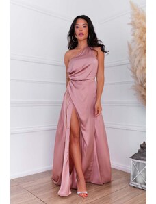 Joy Fashion House Zenna μακρύ φόρεμα με όψη σατέν σομόν