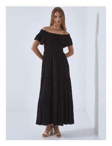 Celestino Βαμβακερό φόρεμα με σφηκοφωλιά μαυρο για Γυναίκα