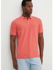 Βαμβακερό μπλουζάκι πόλο Gant χρώμα: ροζ