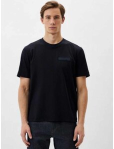 Boss T-shirt Teetape κανονική γραμμή μπλε σκούρο βαμβακερό