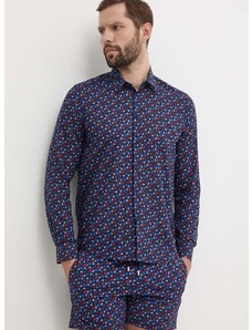 Βαμβακερό πουκάμισο Vilebrequin CARACAL ανδρικό, χρώμα: ναυτικό μπλε, CCAAV239