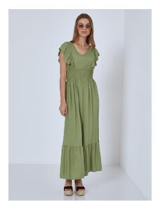 Celestino Βαμβακερό φόρεμα με βολάν πρασινο ανοιχτο για Γυναίκα