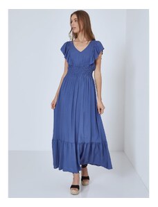 Celestino Βαμβακερό φόρεμα με βολάν μπλε για Γυναίκα